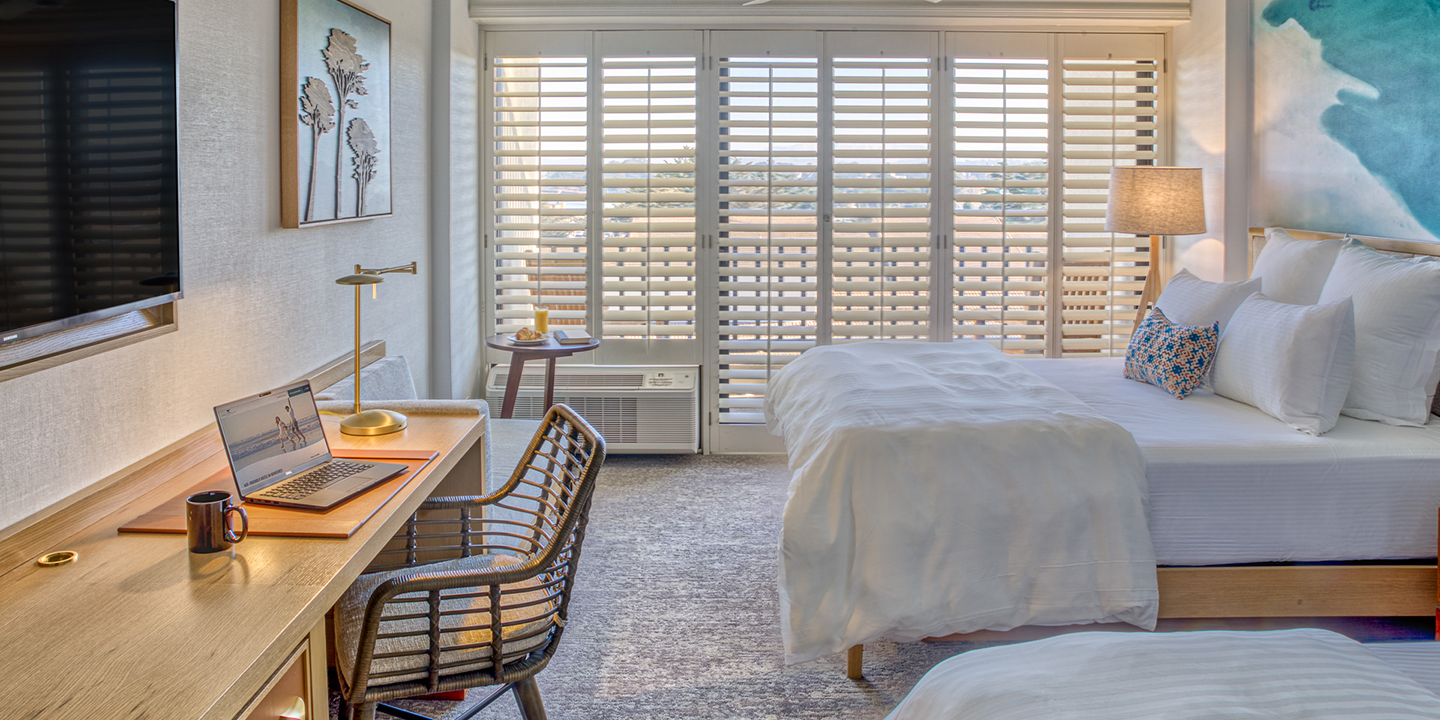 Partial harbor view queen bedroom. 