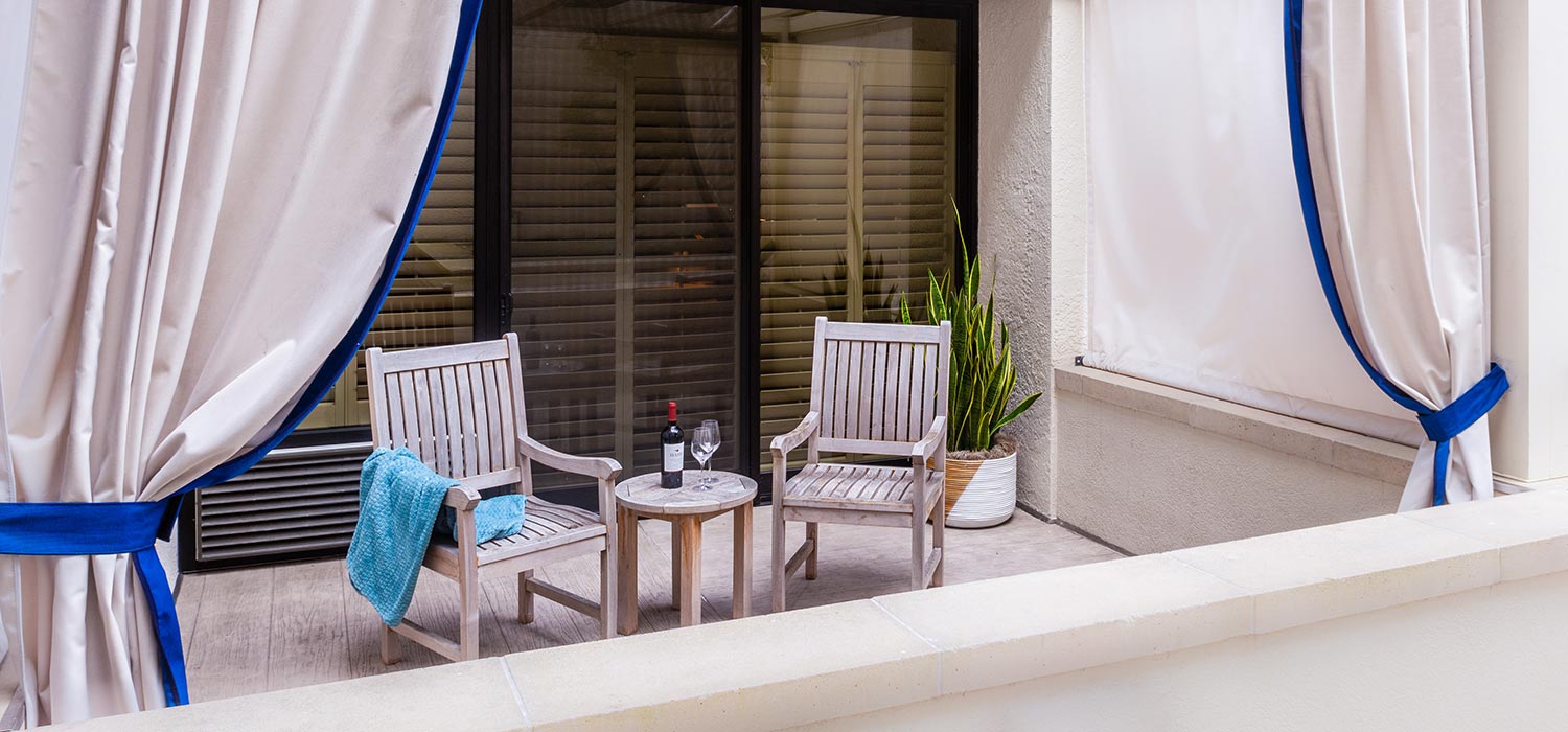 Courtyard patio with wine.