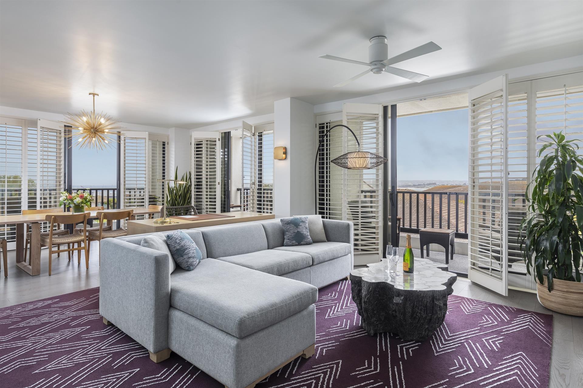 Presidential Suite second seating area and balcony view