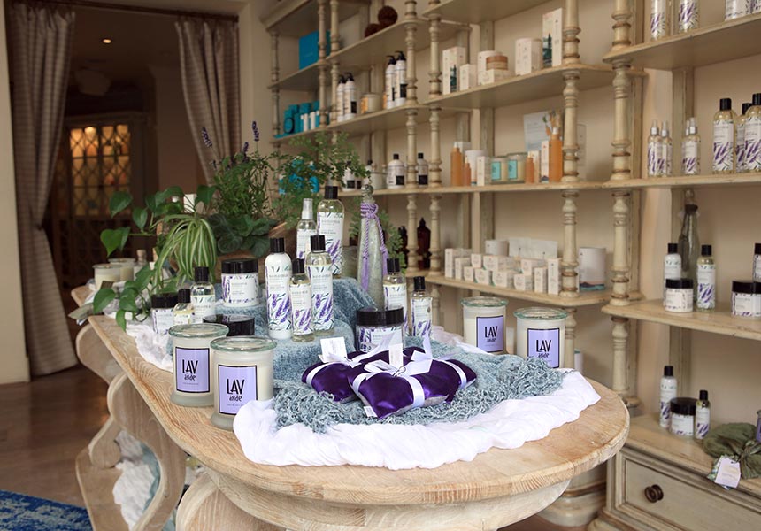 Selection of retail items at the Spa. 