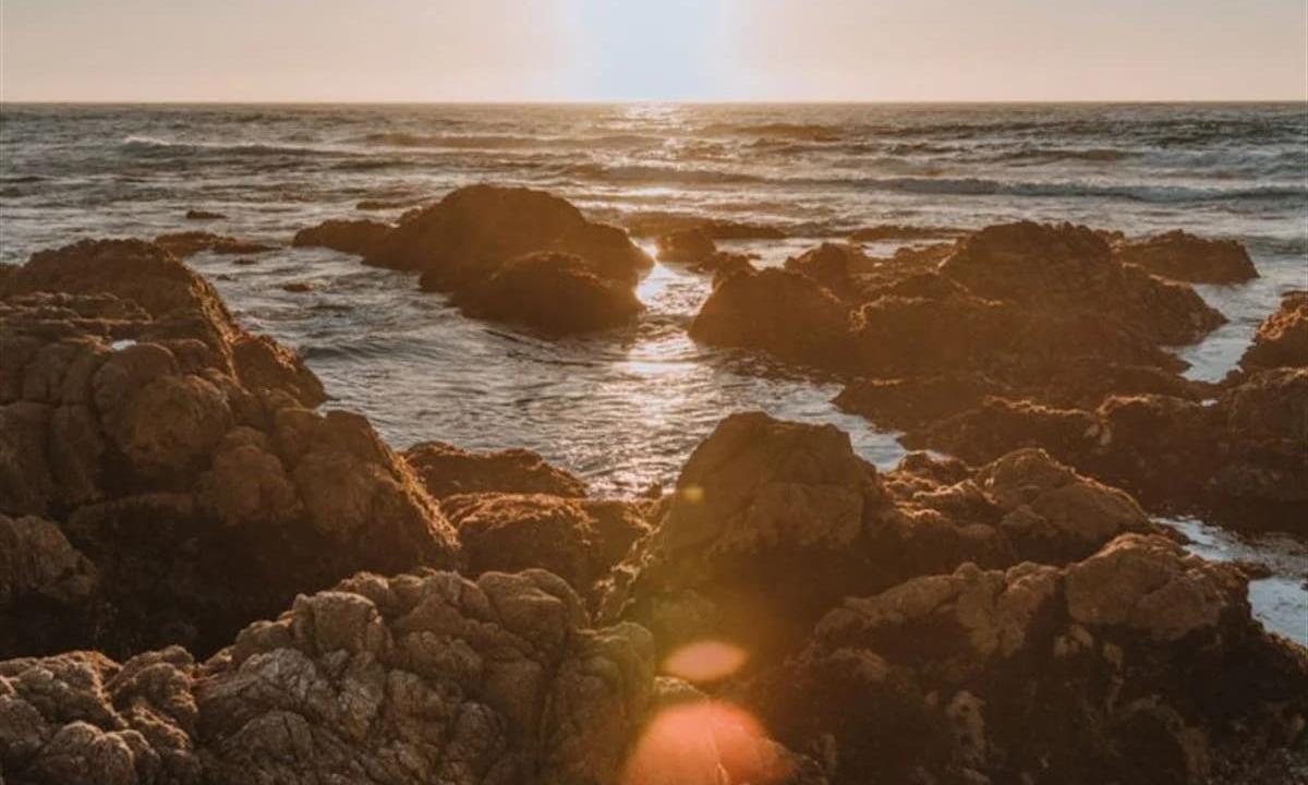 rocky shore at sunset
