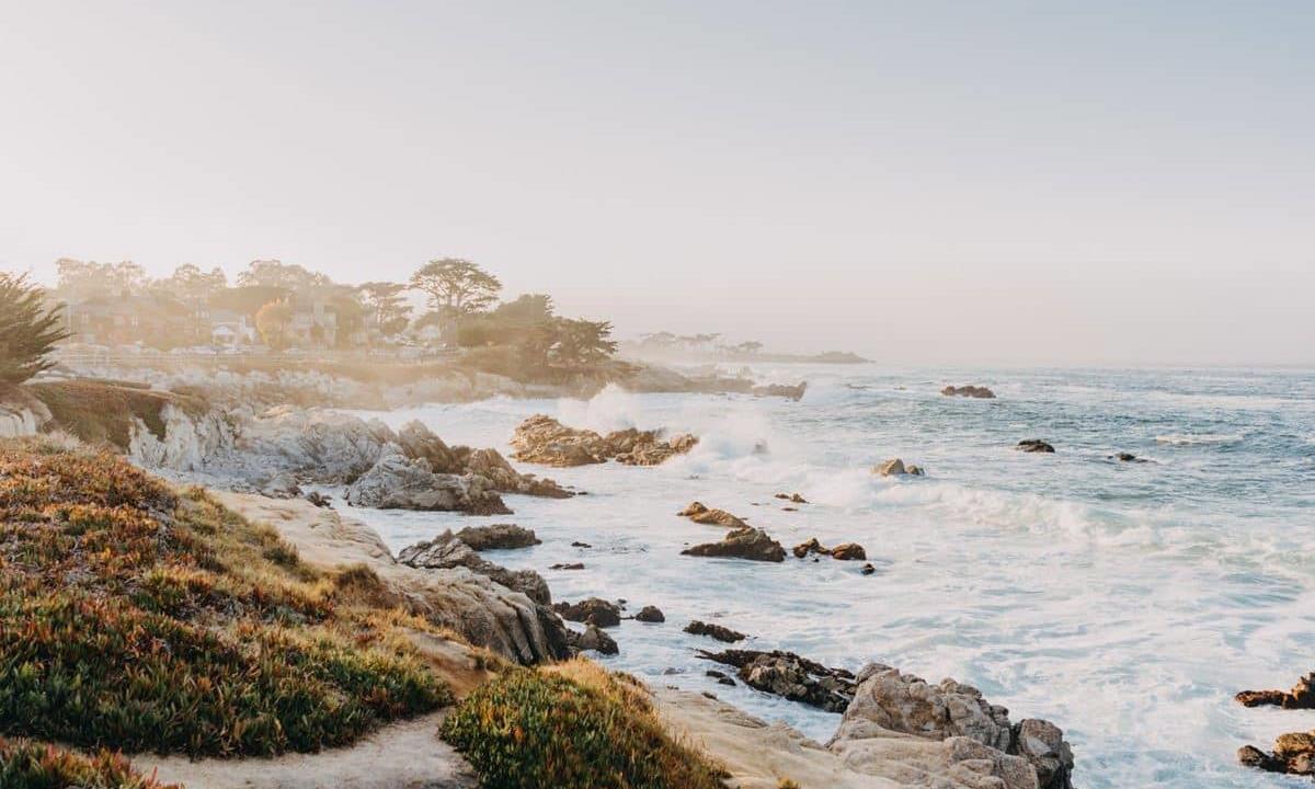 Rocky beach with heavy waves