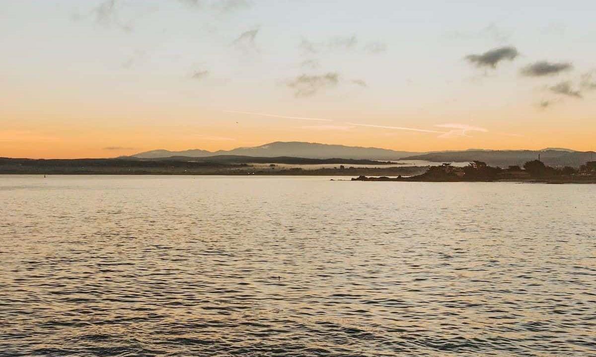 A view of the ocean at sunset
