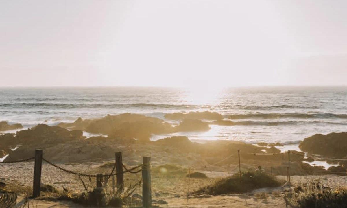 Hazy sunset on the beach
