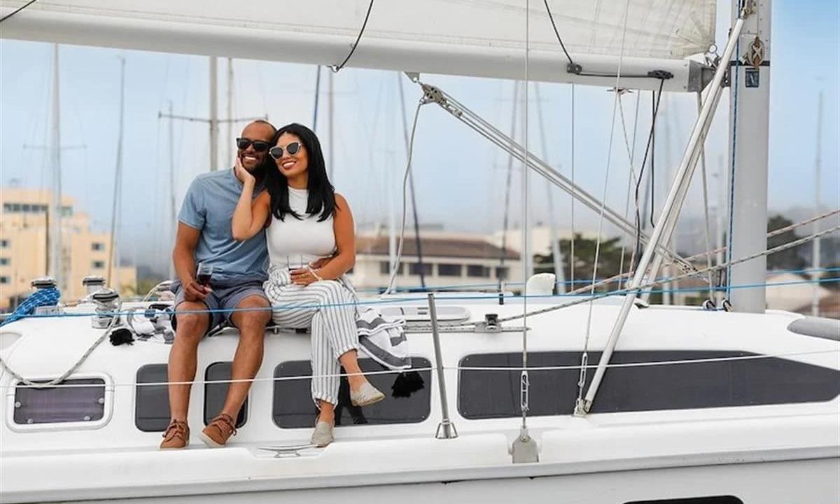 couple on sail boat