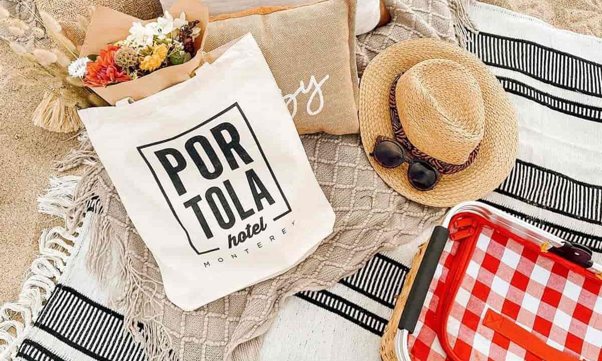 hotel merchandise on a beach blanket