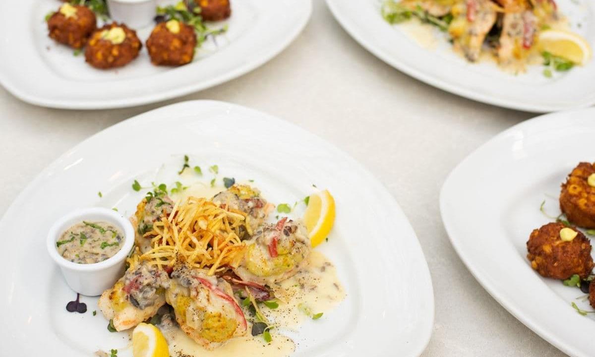 seafood plates on a table