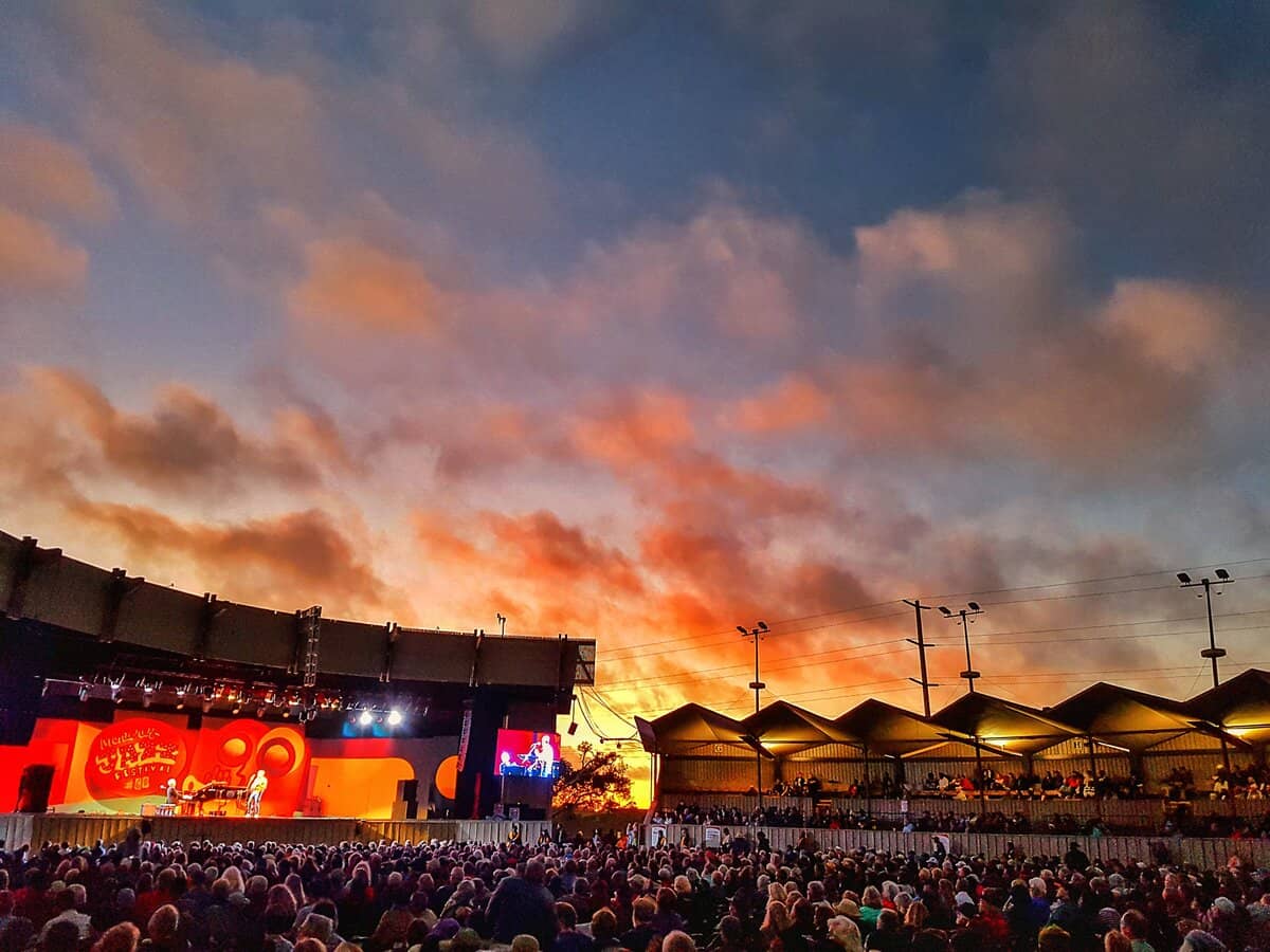 outdoor music venue with band