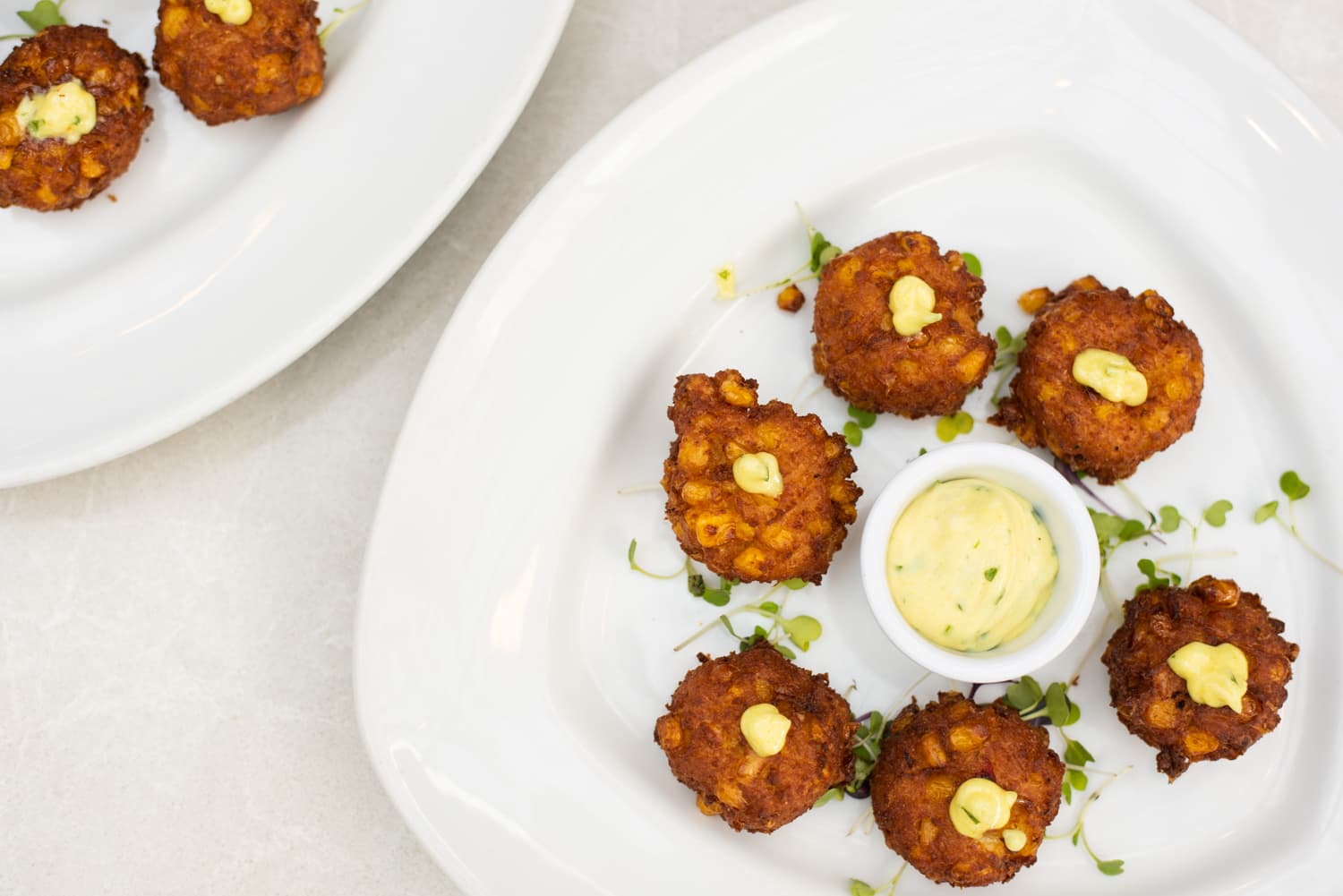 cajun corn fritters plate