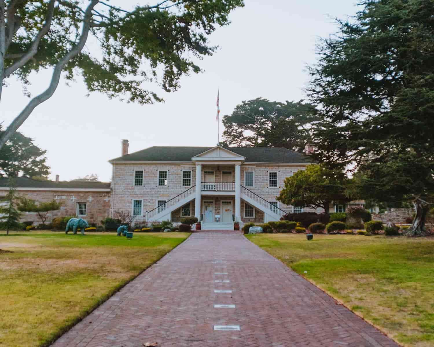 exterior brick walkway to Colton Hall