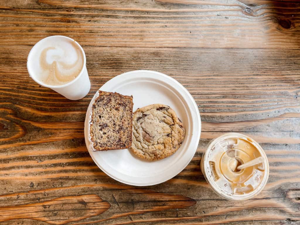cookie and coffee on table