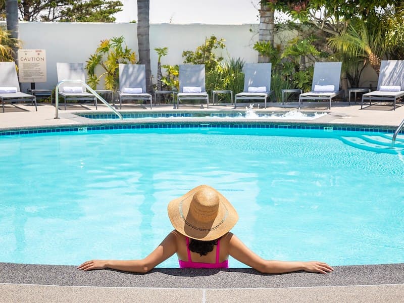 woman in pool relaxing