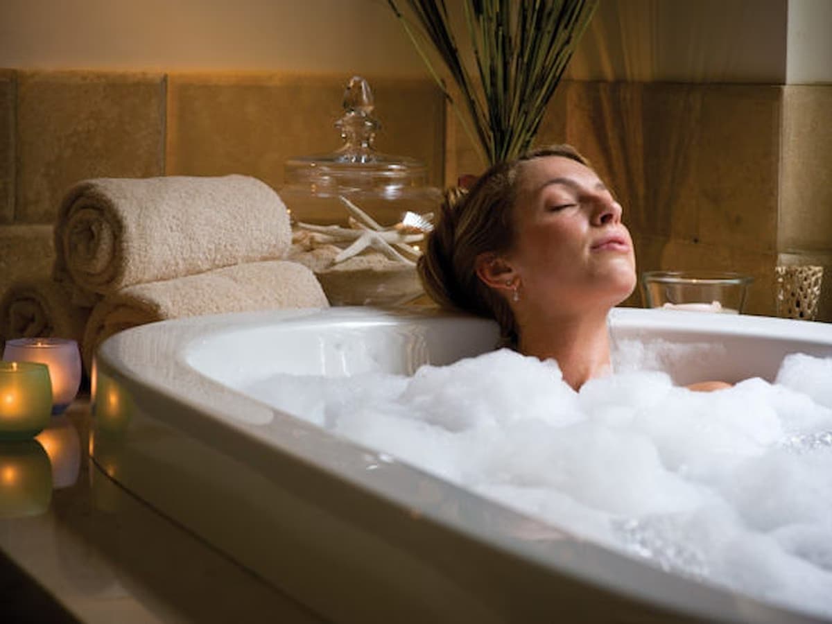 woman in bubble bath
