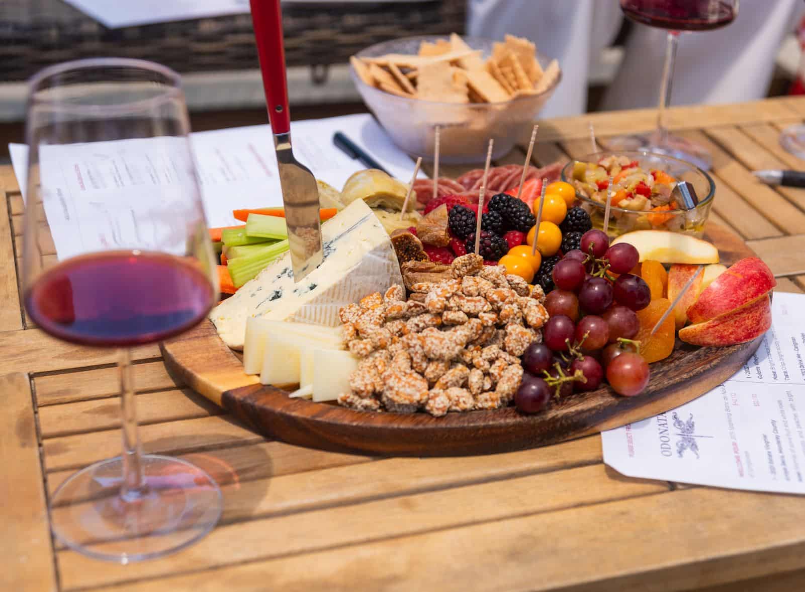 wine and cheese plates