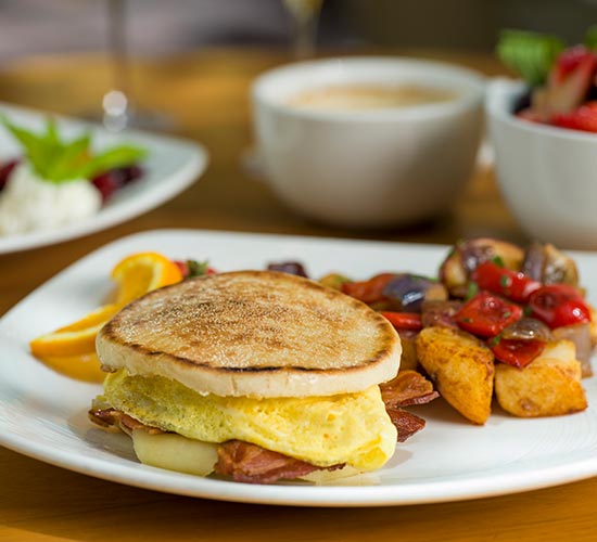Breakfast sandwich plate.