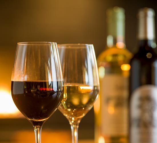 Red and white wine tasting.