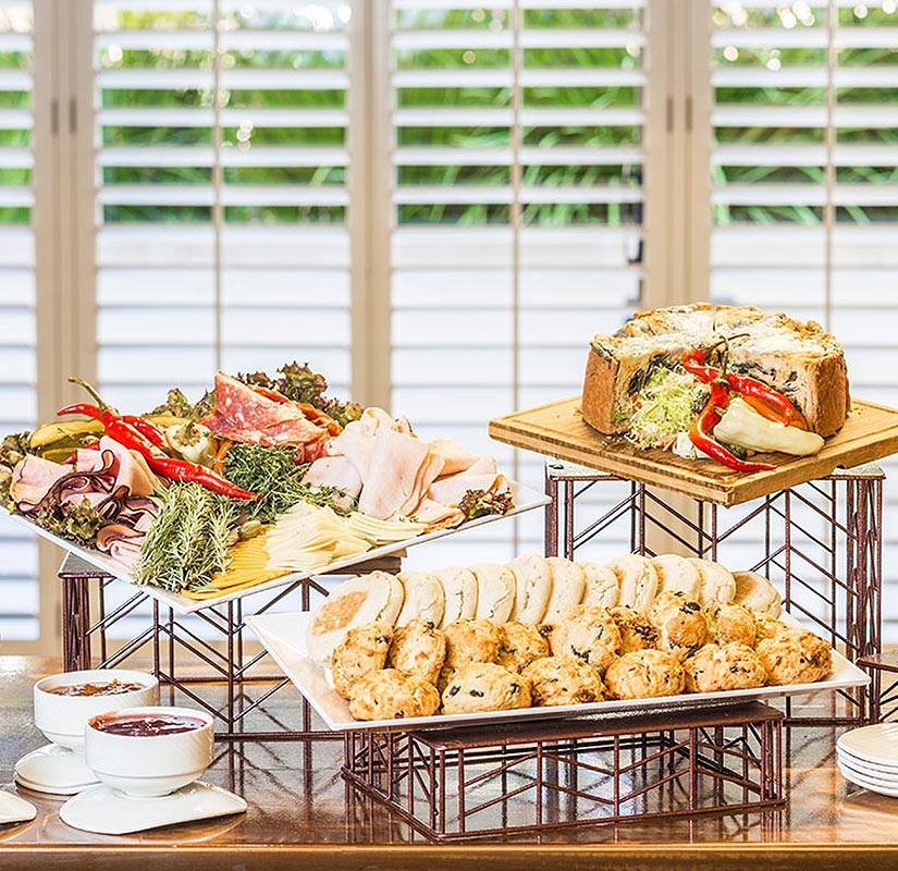 Cold cuts, cheese, cookies, and coffee