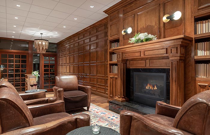 The Club Room fire place. 