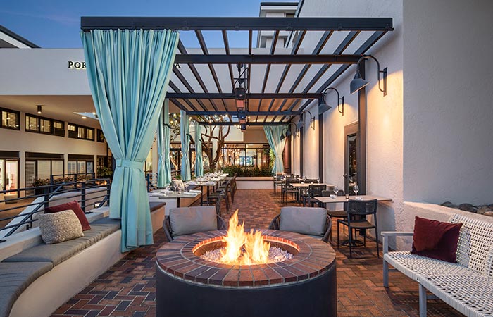 The Club Room Patio fire pit.
