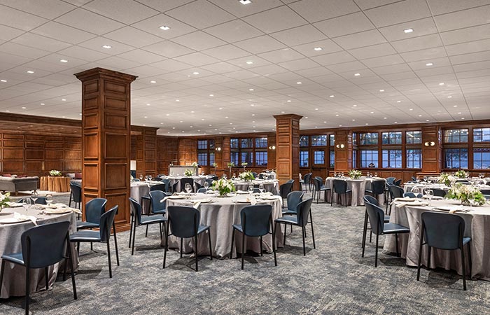 Another view of The Club Room with tables. 