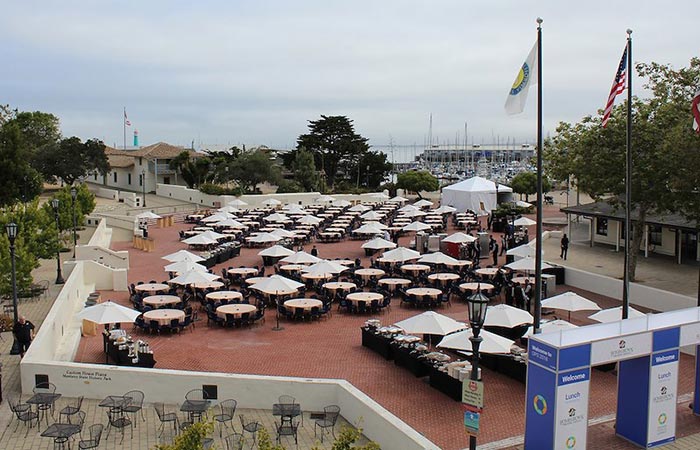Lower Custom House set up with tables. 