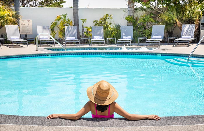 Woman in a pool.