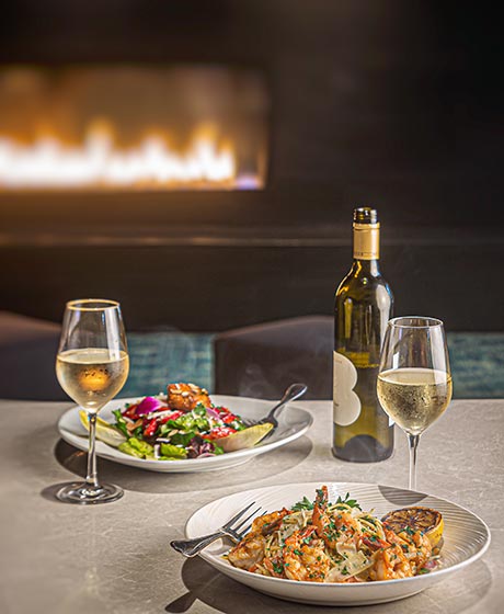 Dinner for two with wine.