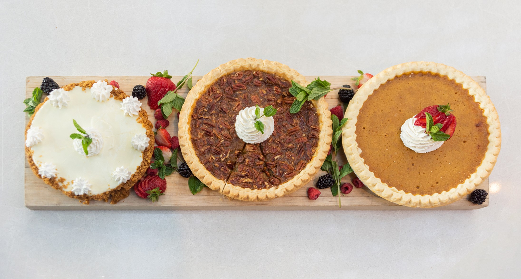 The holidays are here and we have 3 delicious pies from our Executive Sous Chef for you to share with friends and family!